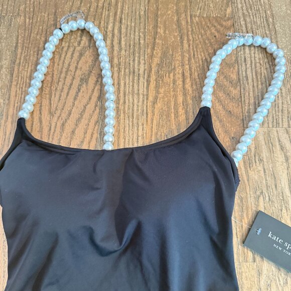NWT KATE SPADE PEARL STRAP ONE PIECE SWIMSUIT SWIMWEAR BLACK XS $178 - Picture 5 of 8